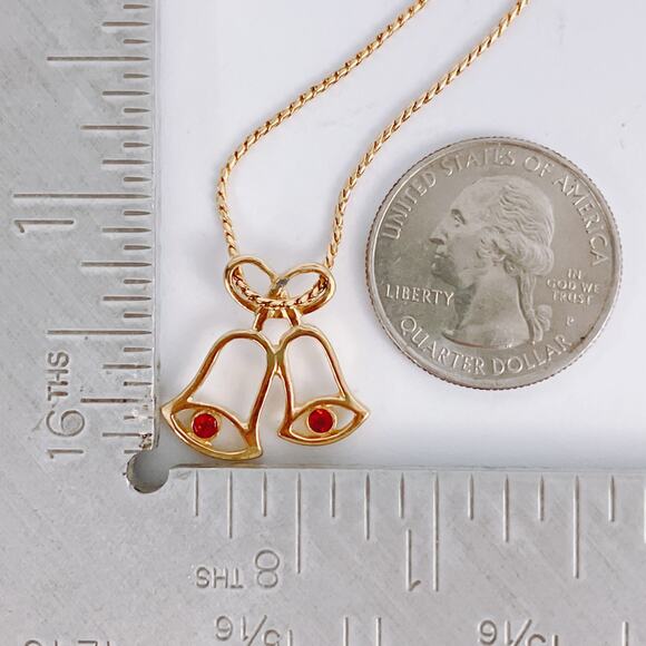Vintage Avon Glowing Bells Christmas Necklace Signed Festive Holiday Jewelry - Picture 11 of 11